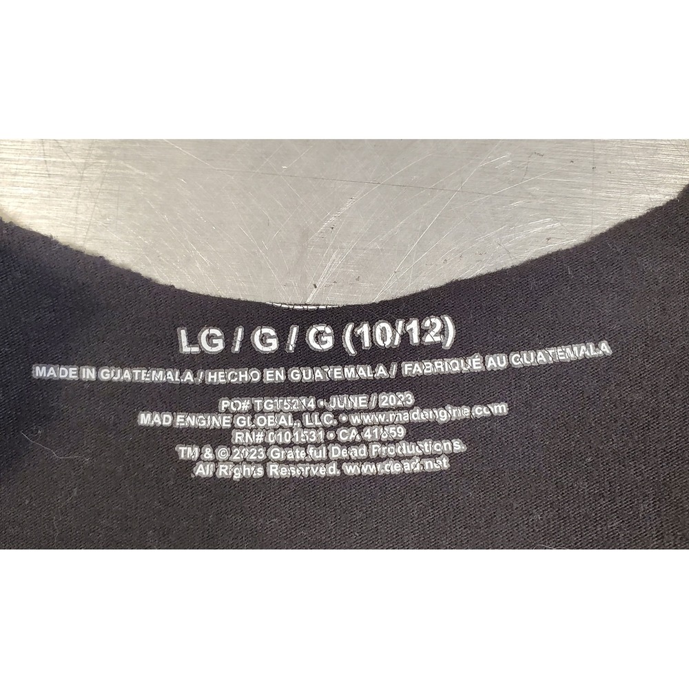 Grateful Dead Bertha Skeleton Roses Graphic Tee Black LG 10/12 Raw Neck - Picture 5 of 8